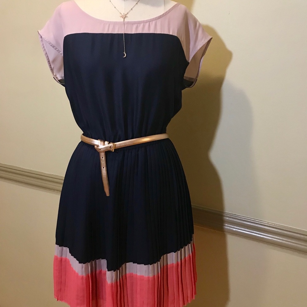American Eagle Outfitters colorblock pleated dress